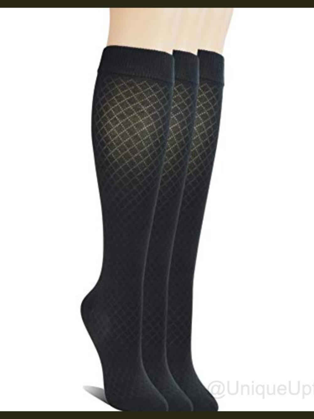 Seamless Knee High Tube Socks Breathable Non-Binding Mesh 3 Pairs